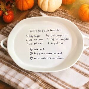 NEW Rae Dunn Beautiful Ceramic ‘recipe for a good friendship’ Platter